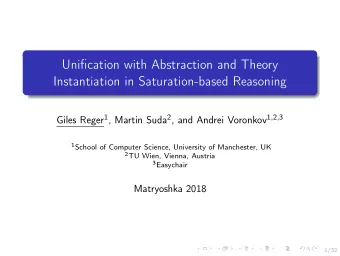 Unification with Abstraction and Theory  Instantiation in Saturation-based Reasoning Giles Reger 1