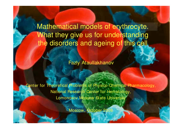 mathematical models of erythrocyte what they give us for