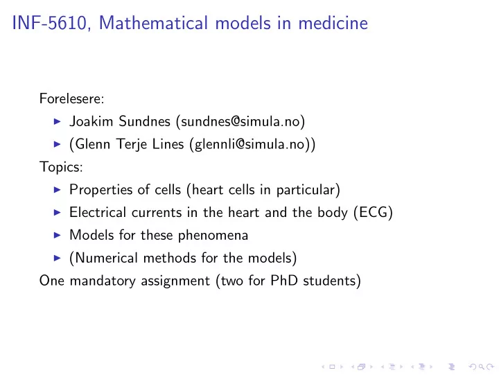 inf 5610 mathematical models in medicine