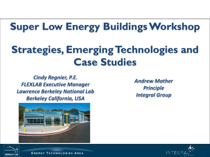 super low energy buildings workshop