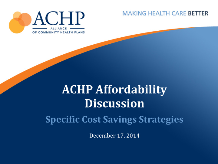 achp affordability discussion