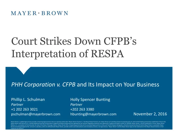 court strikes down cfpb s interpretation of respa