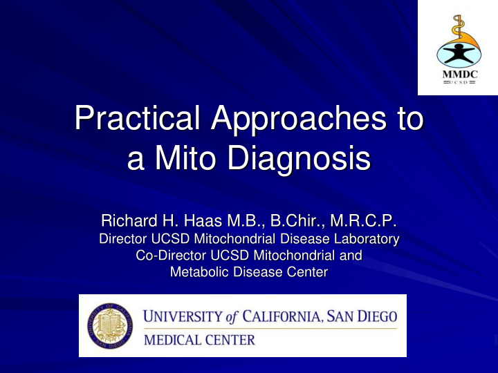 practical approaches to a mito diagnosis