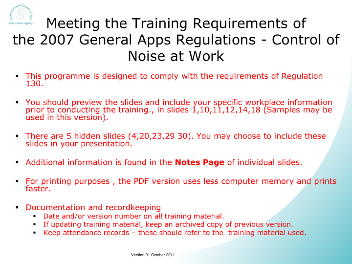 control of noise at work employee training abc version 01