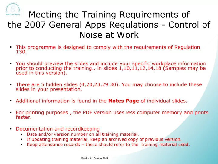 control of noise at work employee training abc version 01