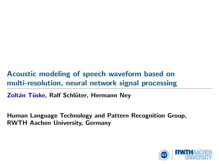 acoustic modeling of speech waveform based on multi
