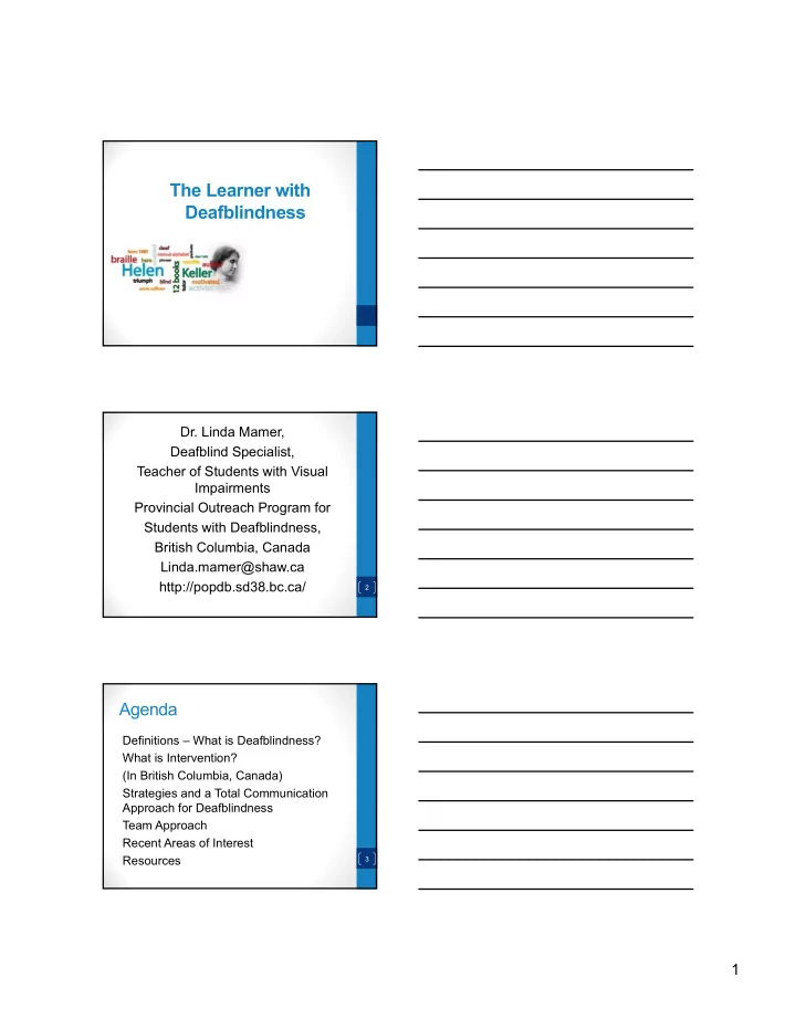 the learner with deafblindness
