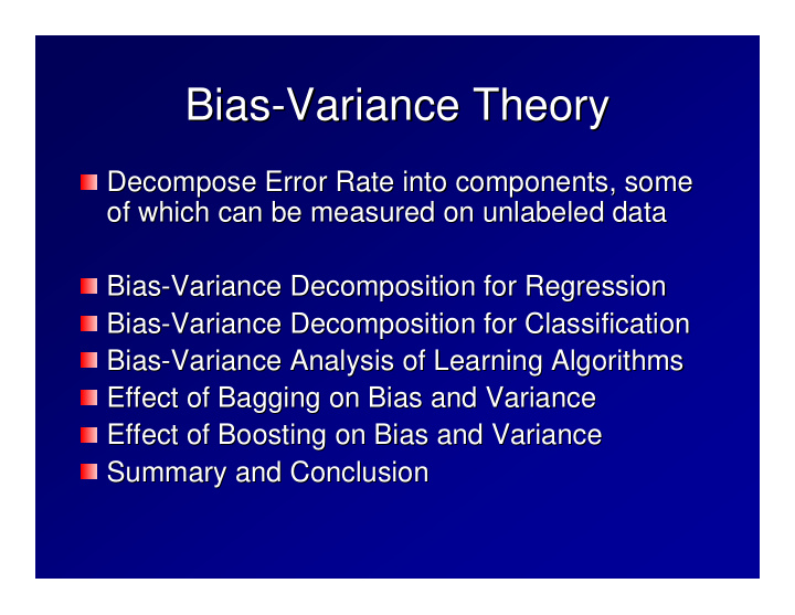bias variance theory variance theory bias