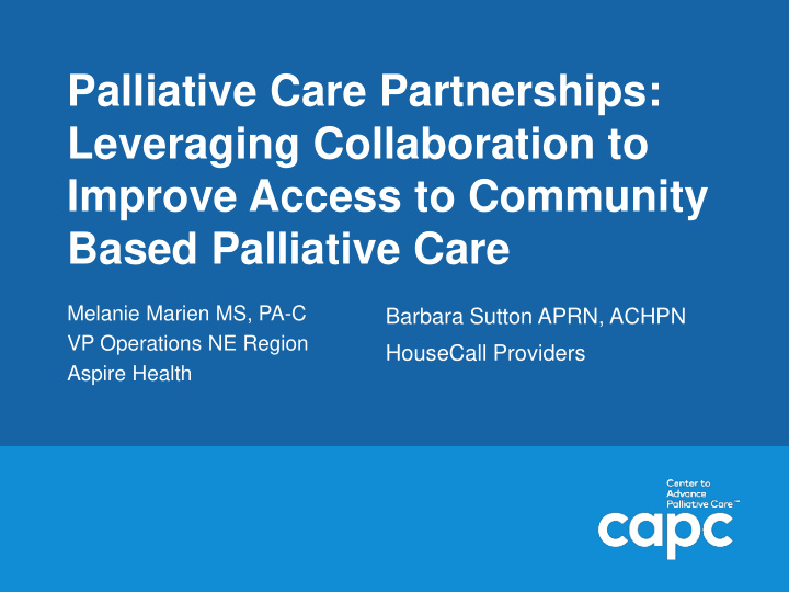 palliative care partnerships
