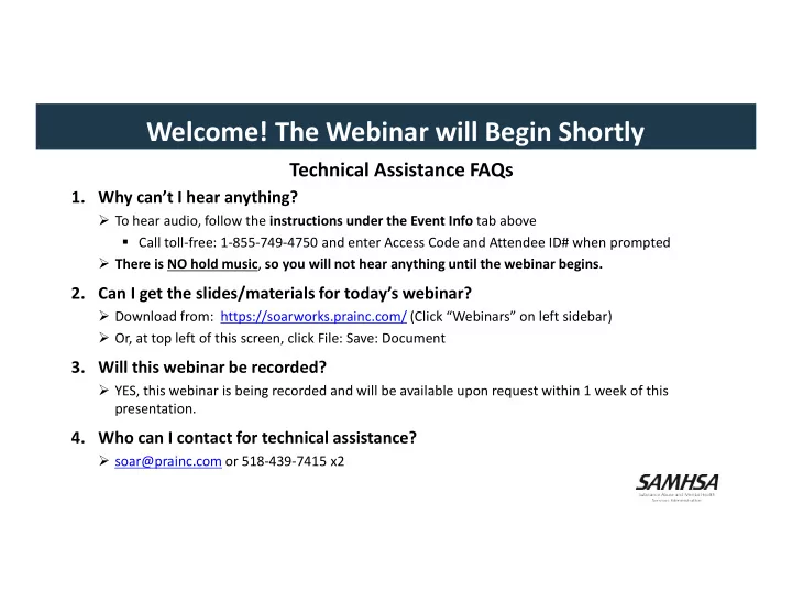 welcome the webinar will begin shortly