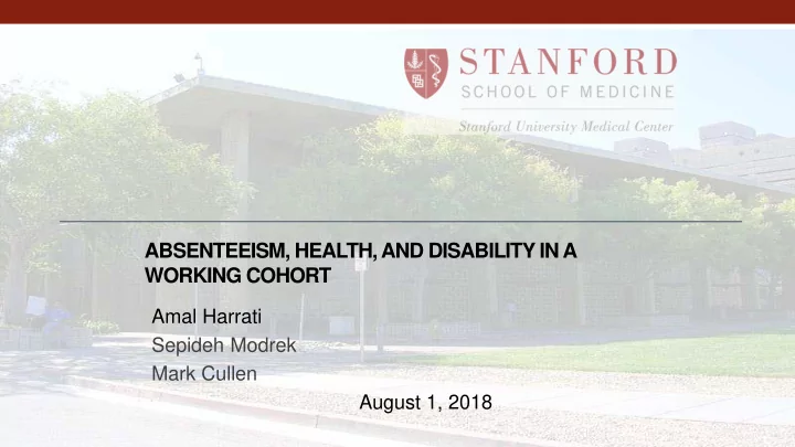 absenteeism health and disability in a