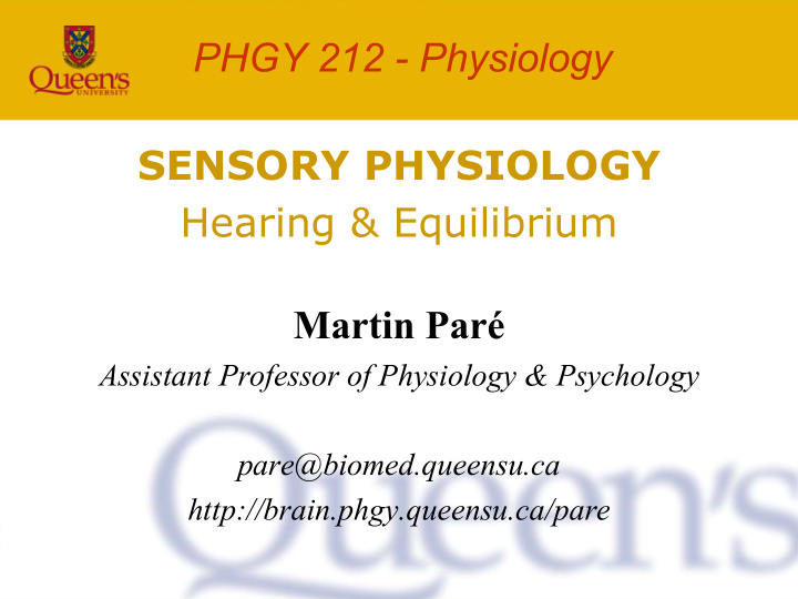 phgy 212 physiology sensory physiology hearing