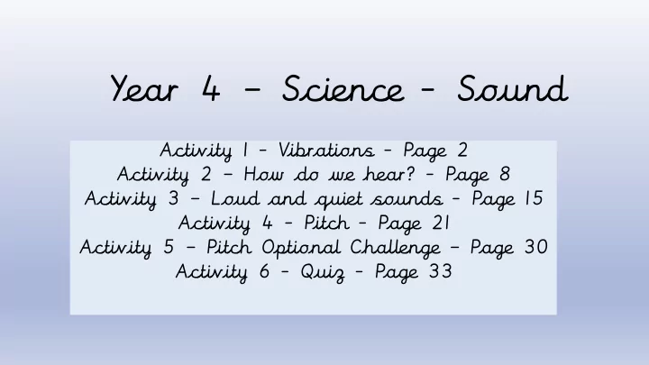 year 4 science sound