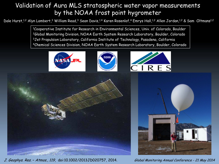validation of aura mls stratospheric water vapor