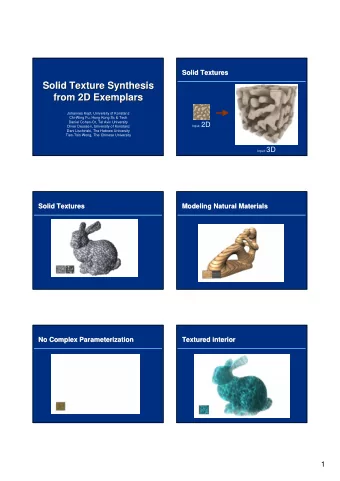 Solid Texture Synthesis  Solid Texture Synthesis  Solid Texture Synthesis  from 2D Exemplars  from