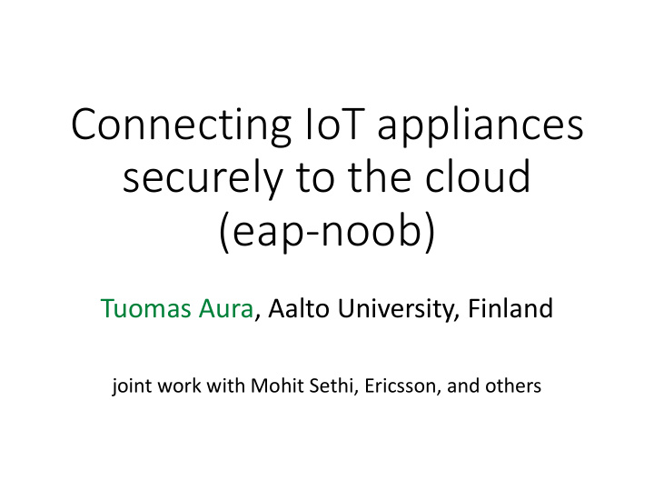 connecting iot appliances