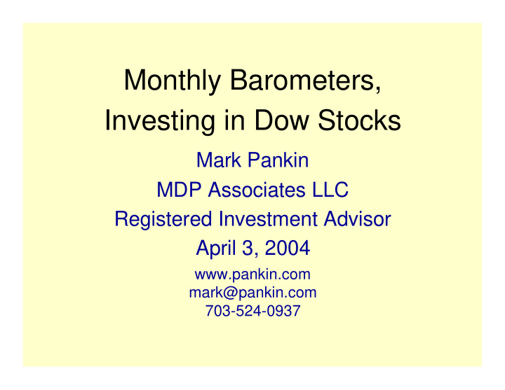 monthly barometers investing in dow stocks