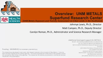 Overview: UNM METALS  Superfund Research Center  (UNM Metals Exposure and Toxicity Assessment on