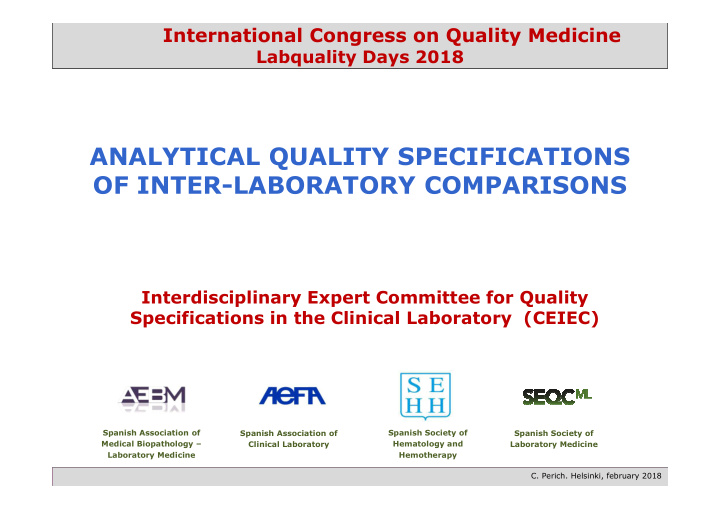 analytical quality specifications of inter laboratory