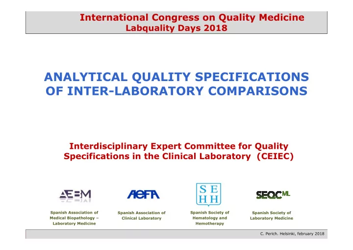 analytical quality specifications of inter laboratory
