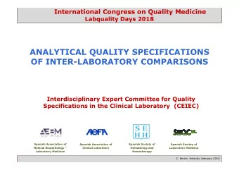 ANALYTICAL QUALITY SPECIFICATIONS  OF INTER-LABORATORY COMPARISONS  Interdisciplinary Expert