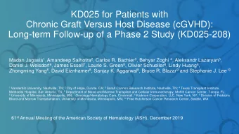 Chronic Graft Versus Host Disease (cGVHD):  Long-term Follow-up of a Phase 2 Study (KD025-208)