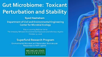 Gut Microbiome: Toxicant Perturbation and Stability  Syed Hashsham Department of Civil and