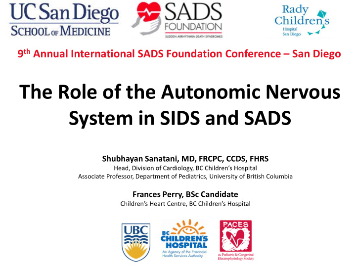 the role of the autonomic nervous system in sids and sads