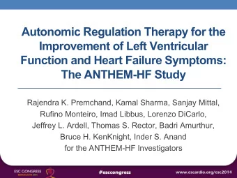 Autonomic Regulation Therapy for the  Improvement of Left Ventricular  Function and Heart Failure