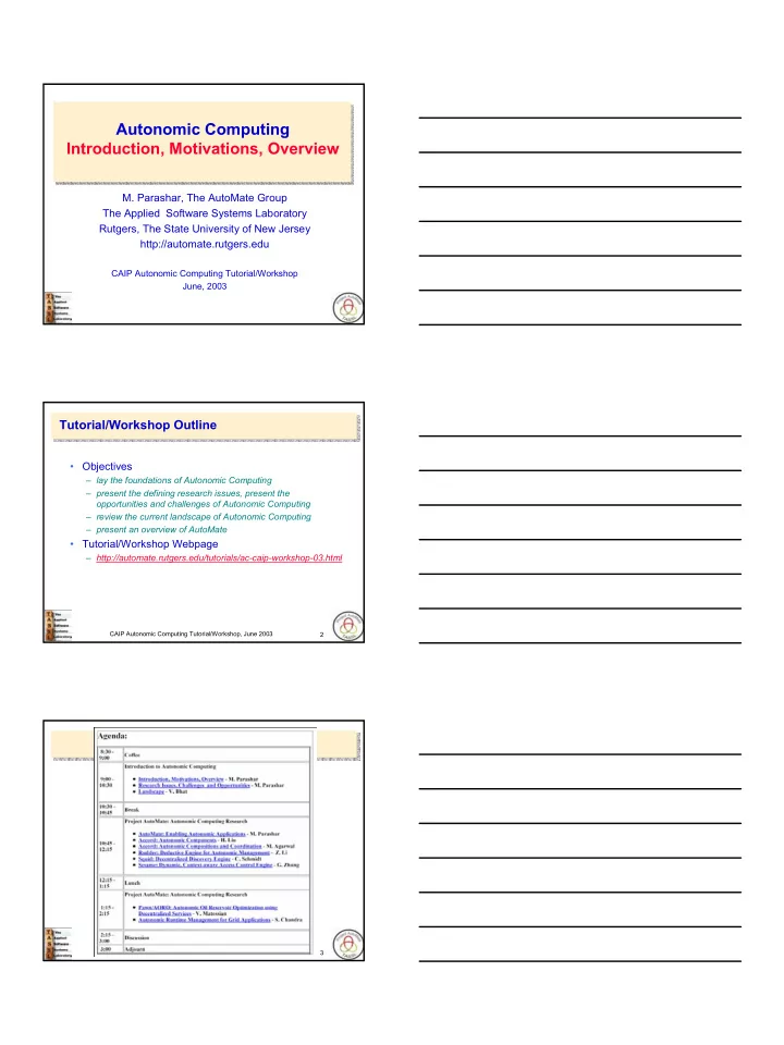autonomic computing introduction motivations overview
