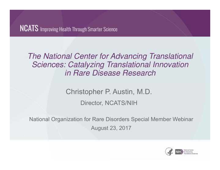 the national center for advancing translational sciences