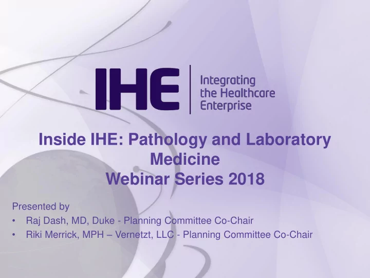 inside ihe pathology and laboratory medicine webinar