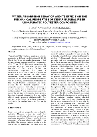 WATER ABSORPTION BEHAVIOR AND ITS EFFECT ON THE  MECHANICAL PROPERTIES OF KENAF NATURAL FIBER