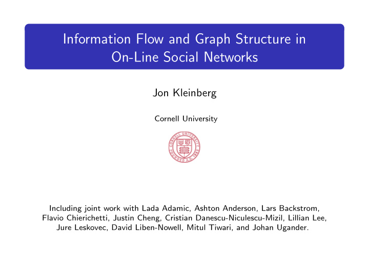 information flow and graph structure in on line social