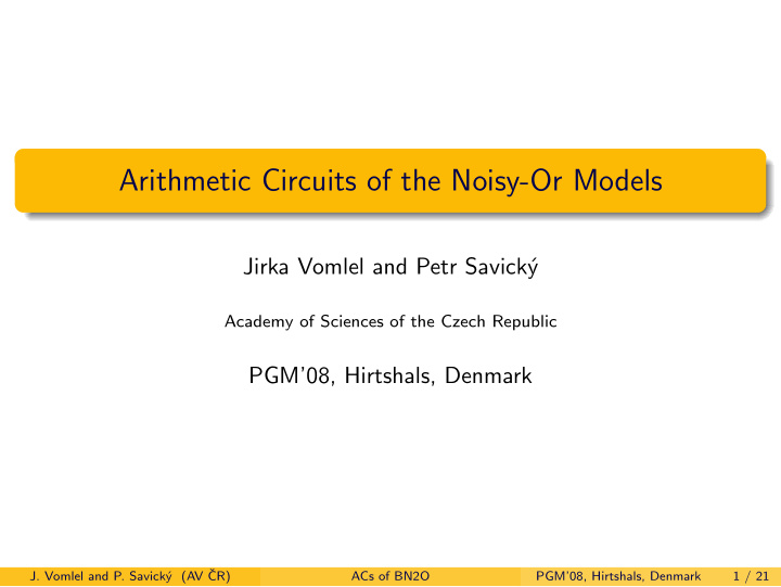 arithmetic circuits of the noisy or models