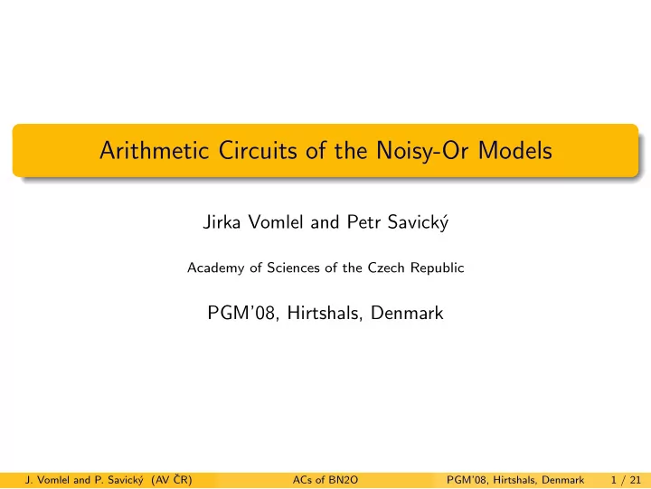 arithmetic circuits of the noisy or models
