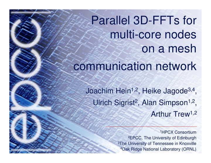 parallel 3d ffts for multi core nodes on a mesh