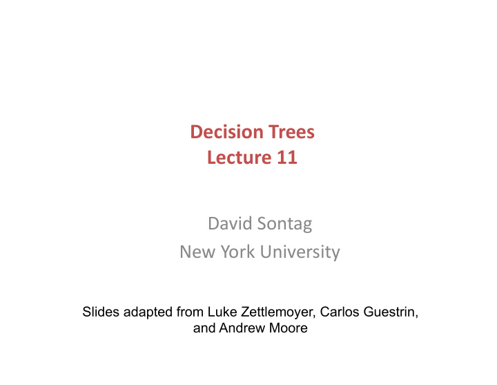 decision trees lecture 11