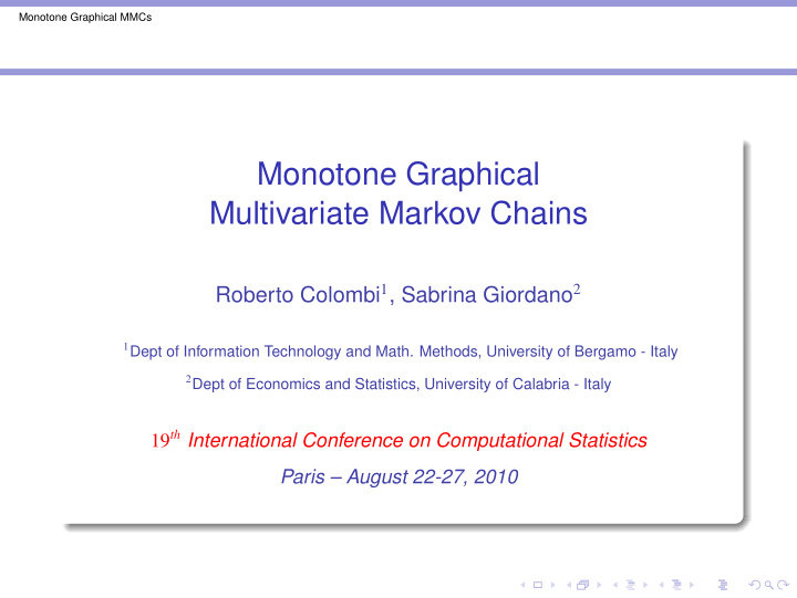 monotone graphical multivariate markov chains