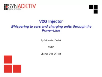 V2G Injector  Whispering to cars and charging units through the  Power-Line  By Sbastien Dudek