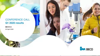 Q1 2020 results  IMCD N.V.  20 April 2020  Page 2  Disclaimer  This presentation may contain