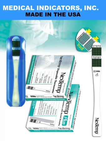 MEDICAL INDICATORS, INC.  MADE IN THE USA  The NexTemp Single-Use Clinical Thermometer A Few Simple