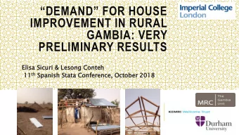 IMPROVEMENT IN RURAL  GAMBIA: VERY PRELIMINARY RESULTS  Elisa  a Sicu  curi  ri &amp; L  &amp;