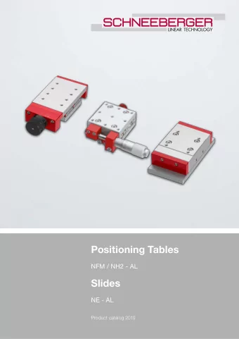 Positioning Tables  NFM / NH2 - AL  Slides  NE - AL  Product catalog 2019  Latest version of the