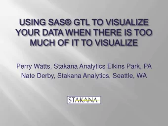 Perry Watts, Stakana Analytics Elkins Park, PA  Nate Derby, Stakana Analytics, Seattle, WA  The