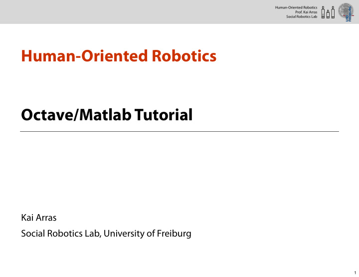 human oriented robotics octave matlab tutorial