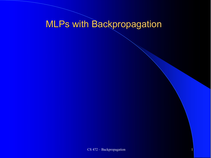 mlps with backpropagation