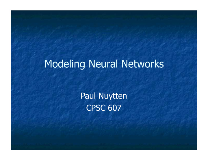 modeling neural networks