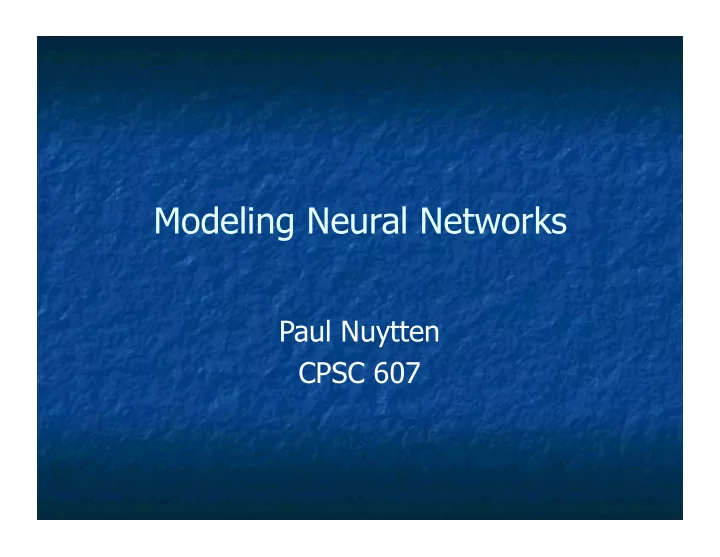 modeling neural networks