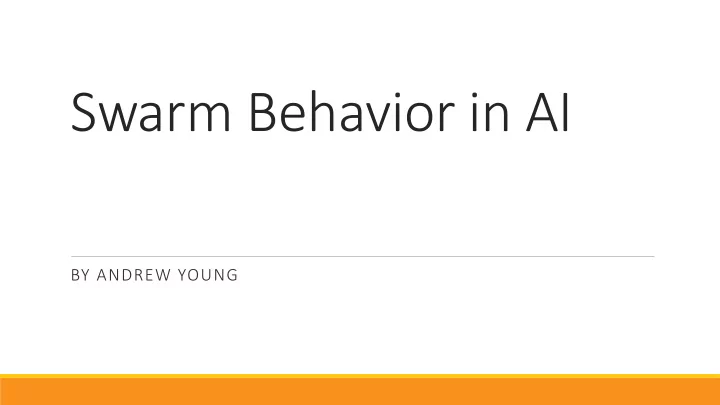 swarm behavior in ai